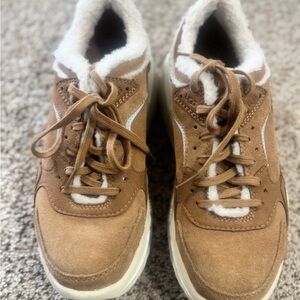 UGG Women's Tan Suede Sneakers with White Trim